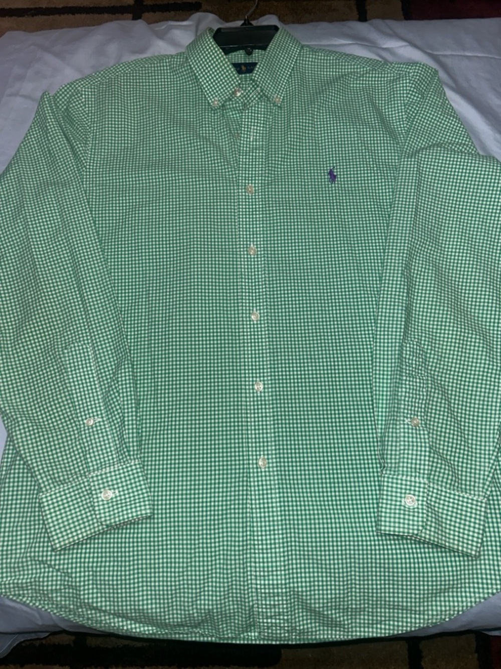Ralph Lauren Mint Green Gingham Button-Down Shirt Ptp 25” Host Pick - Picture 2 of 4